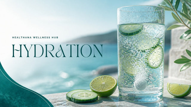 Iced water with effervescent tablet, cucumber and lime – Healthana hydration guide