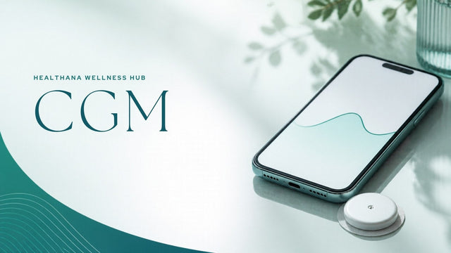 Wearable glucose sensor beside a smartphone – Healthana CGM guide