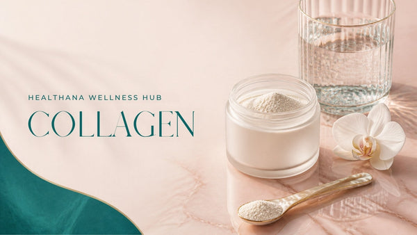 Collagen powder jar with orchid – Healthana collagen guide