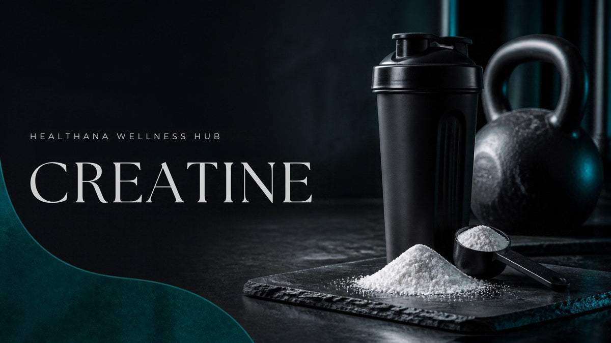 Shaker and creatine powder in a gym setting – Healthana creatine guide