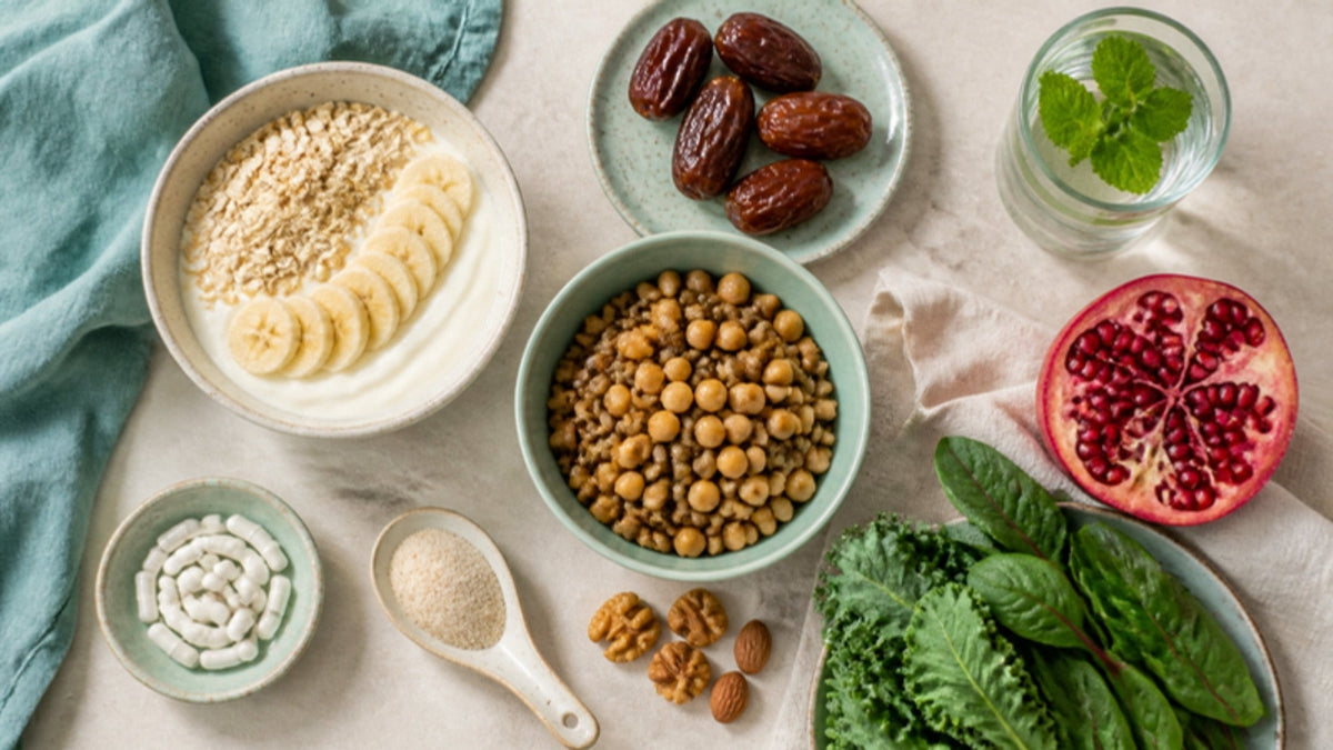 Gut-friendly foods with oats, lentils, dates and fibre – Healthana gut health Bahrain beginner's guide