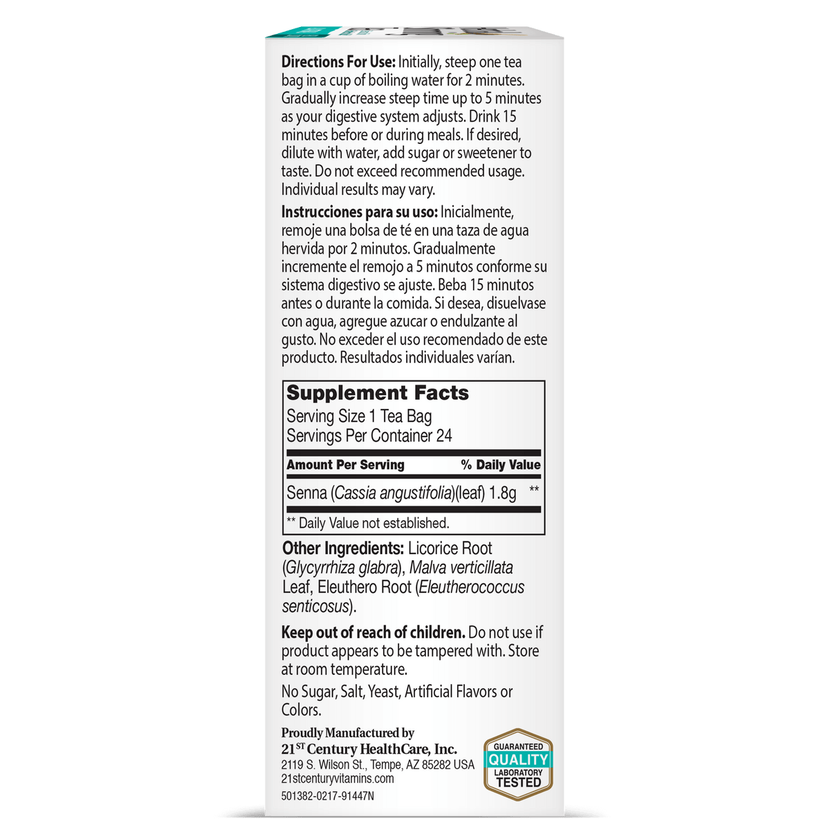 21st Century Herbal Slimming Tea All Natural, 24 Tea Bags – product photo