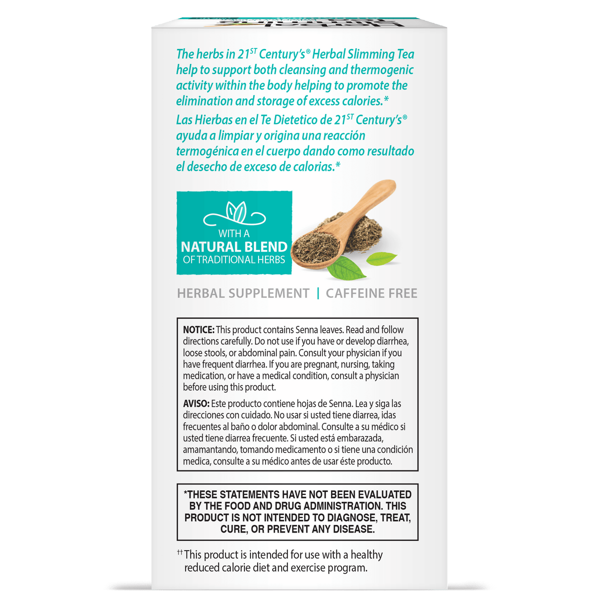 21st Century Herbal Slimming Tea All Natural, 24 Tea Bags – product photo