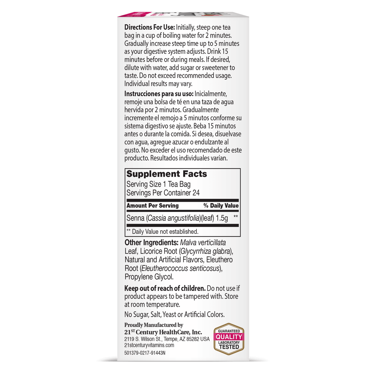 21st Century Herbal Slimming Tea CranRaspberry, 24 Tea Bags – product photo