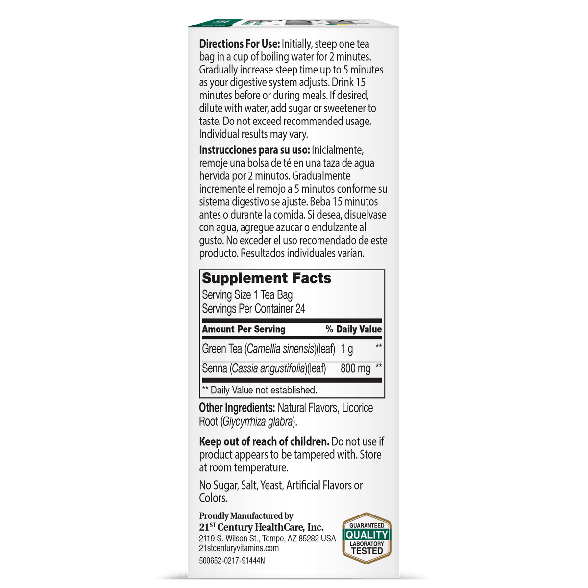 21st Century Herbal Slimming Tea Green Tea, 24 Tea Bags – product photo