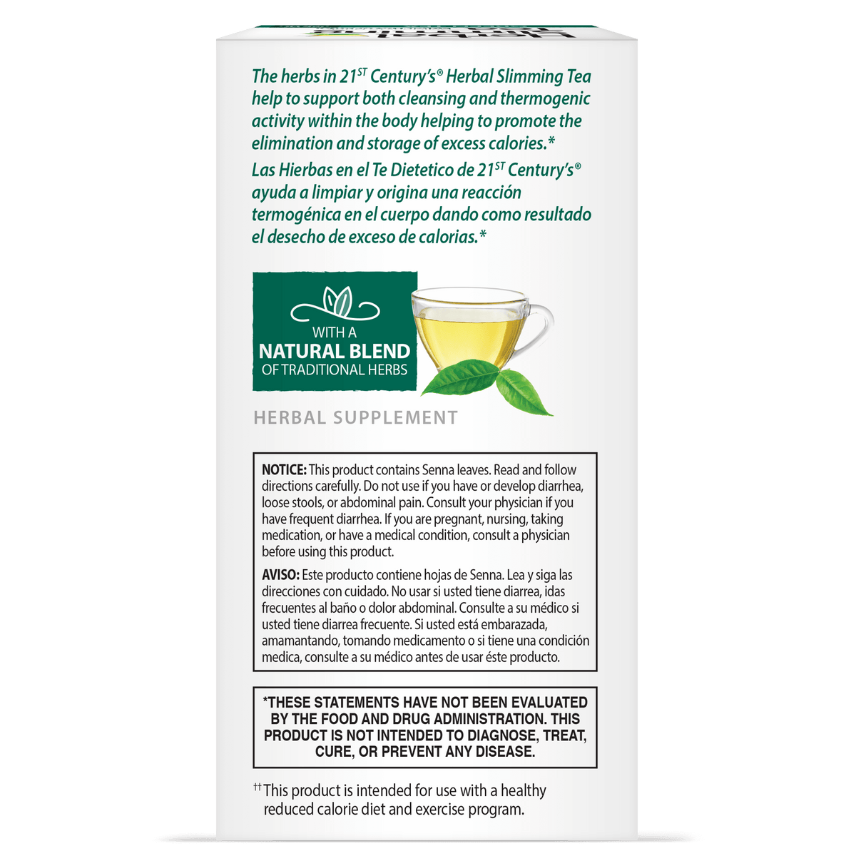 21st Century Herbal Slimming Tea Green Tea, 24 Tea Bags – product photo