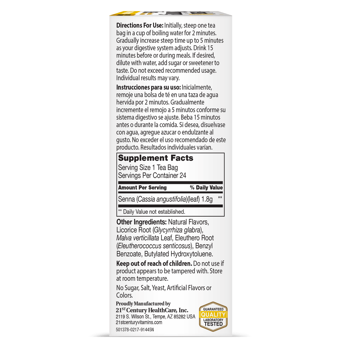 21st Century Herbal Slimming Tea Honey Lemon, 24 Tea Bags – product photo