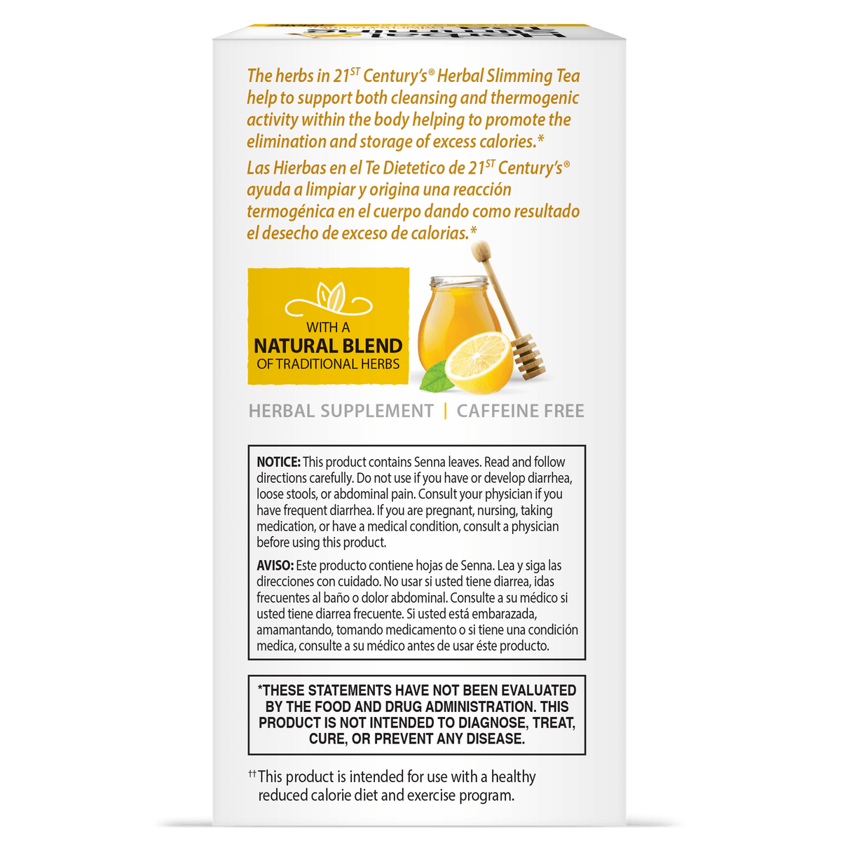 21st Century Herbal Slimming Tea Honey Lemon, 24 Tea Bags – product photo