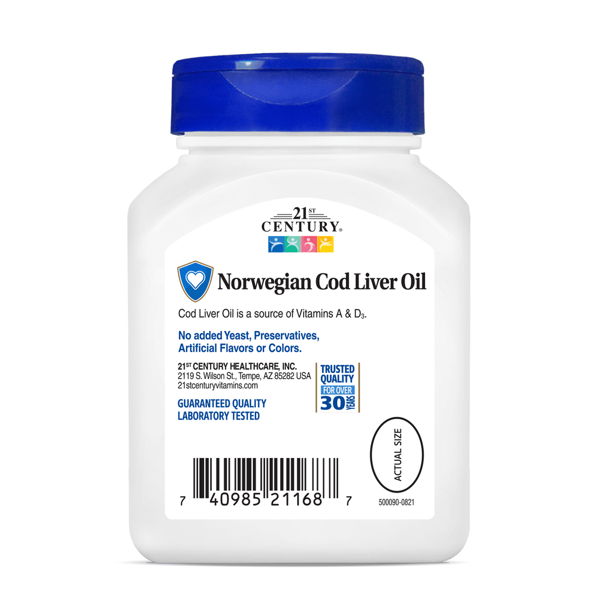 21st Century Norwegian Cod Liver Oil 400 mg, 110 Softgels – product photo