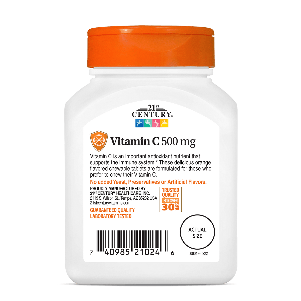 21st Century Vitamin C Chewable 500 mg, 110 Chewable Tablets – product photo