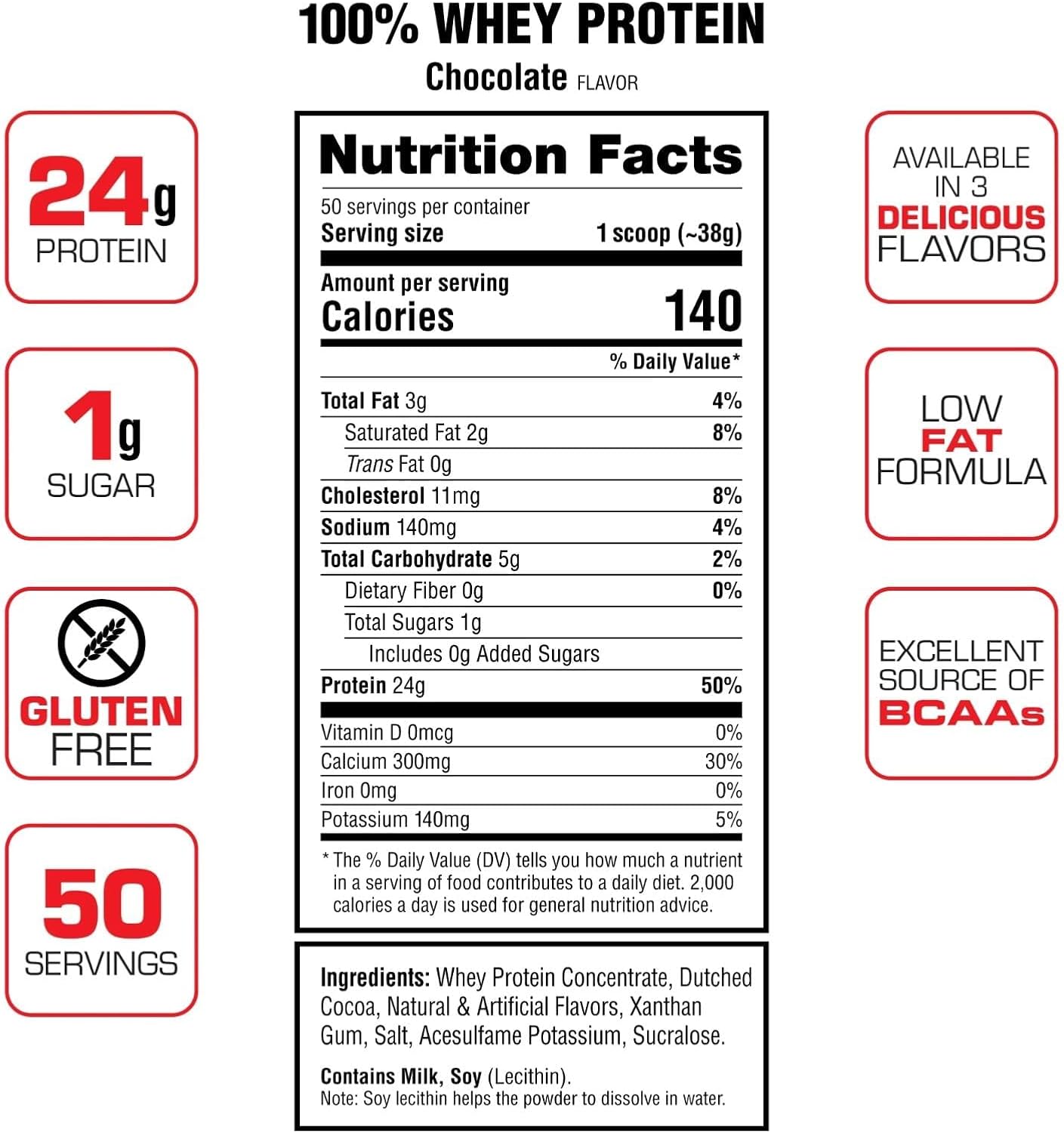 Labrada Nutrition 100% Whey Protein Powder Chocolate 4.13 Pound
