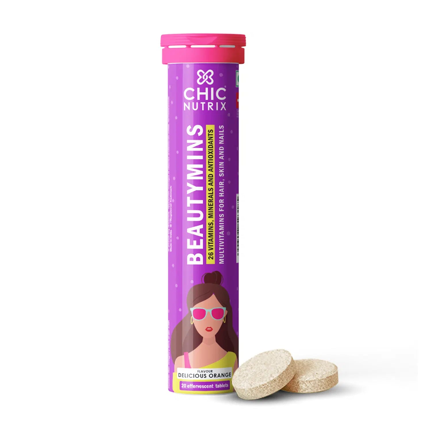 Beautymins - Multivitamin for women | 26 Vitamins & Minerals - Grape (20 Effervescent Tablets)