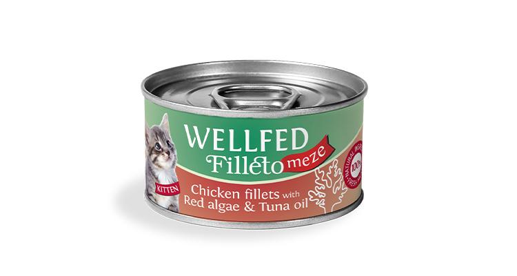 Pet Interest Wellfed Filleto Meze Chiken Fillet with Red Algae and Tuna Oil Can For Kitten 70g * 6 Cans