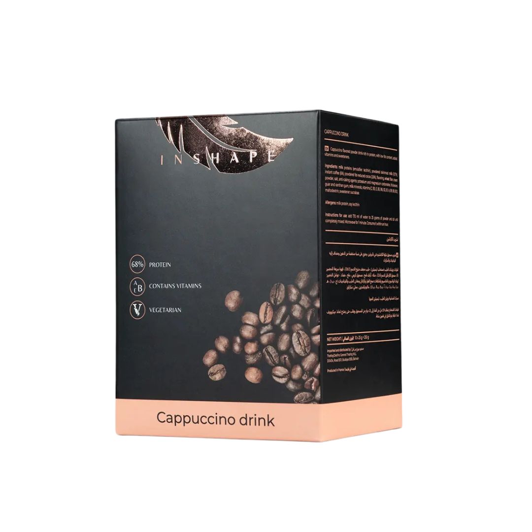 InShape Cappuccino High-Protein (68%) Drink Mix, Meal Replacement- 10 Sachets