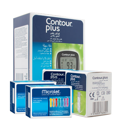 Contour plus glucometer + 100 strips +100 Lancets free