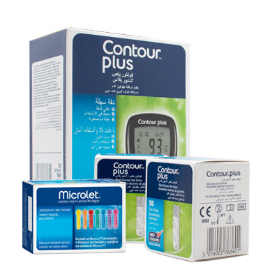 كونتور بلس جهاز قياس السكر + 100 شريط + 50 مشرط مجاناً