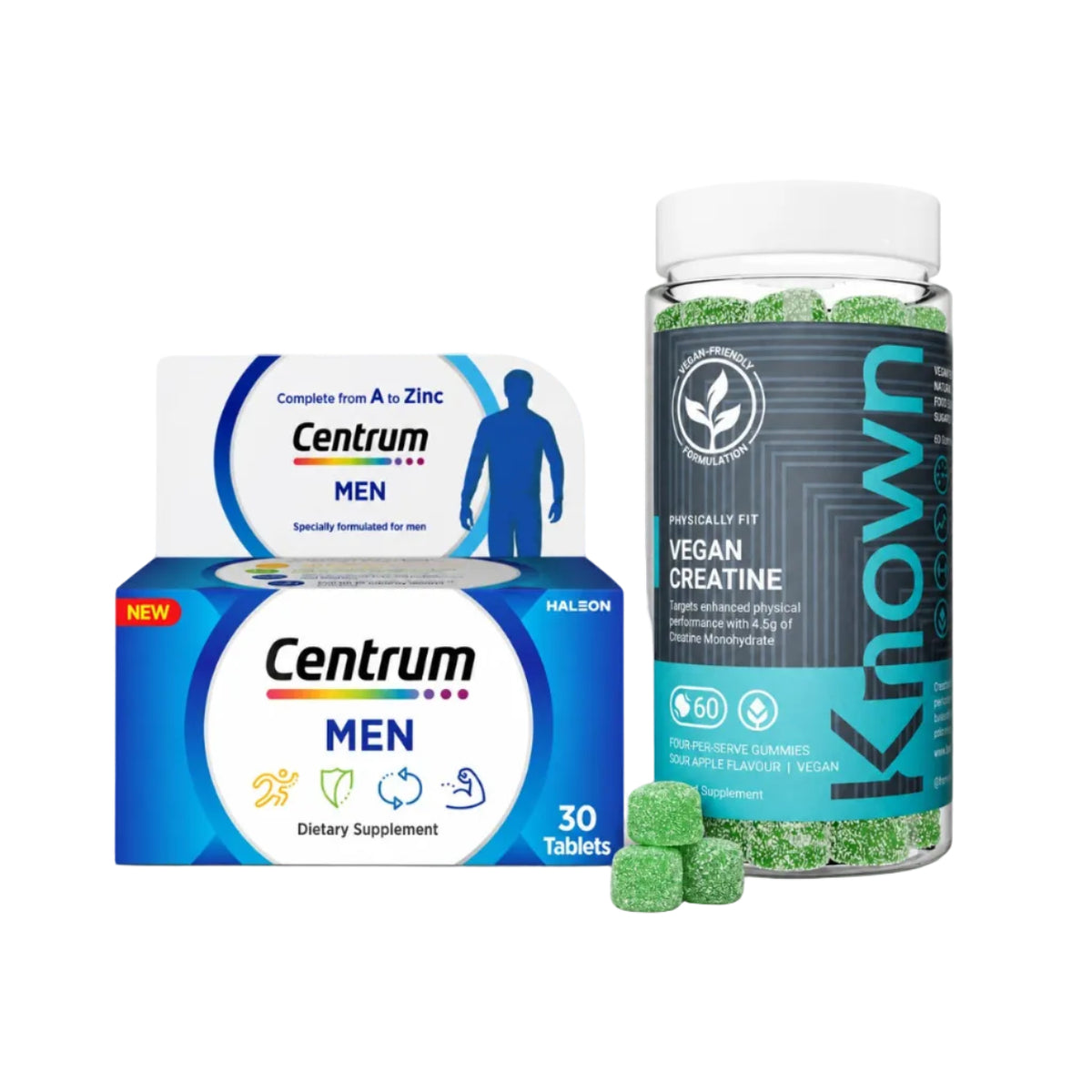 Energy Max Bundle  (Centrum Men- 30 | Creatine (Sour Apple Flavor) 60 Gummies)