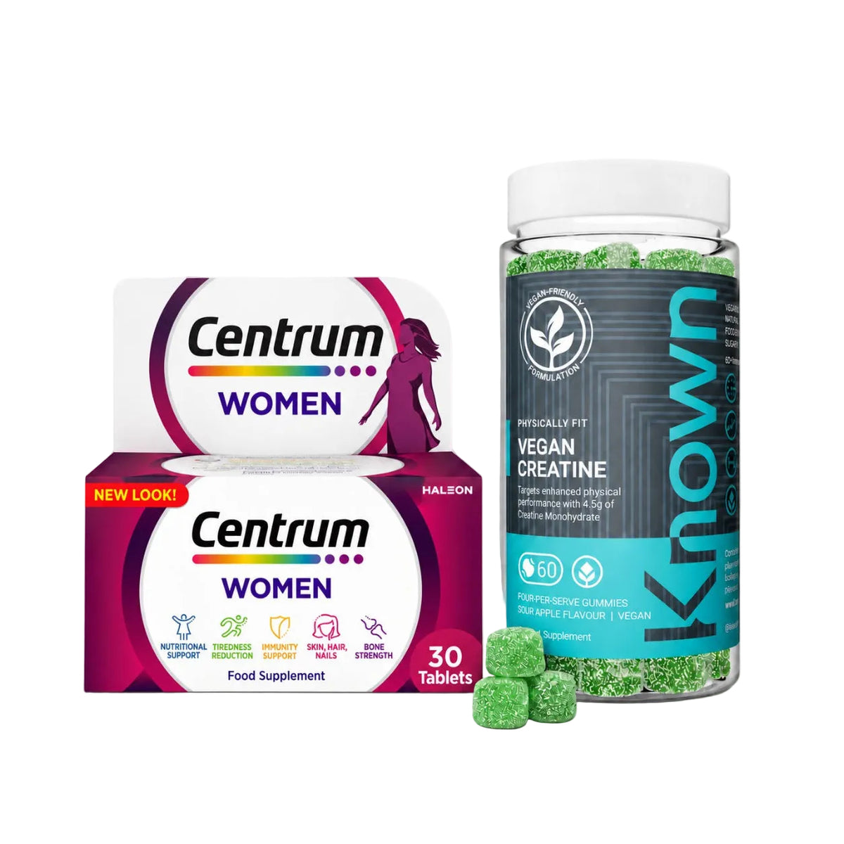 Energy Max Bundle  (Centrum Women- 30 | Creatine (Sour Apple Flavor) 60 Gummies)