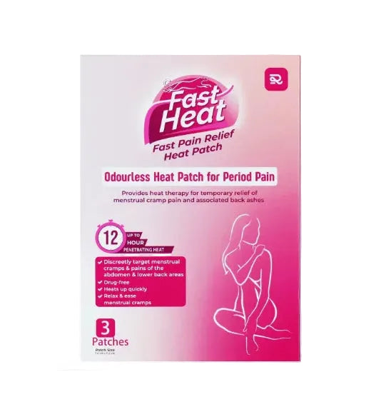 Fast Heat Oudourless Heat Relief Period Pain - 3 single-use patches