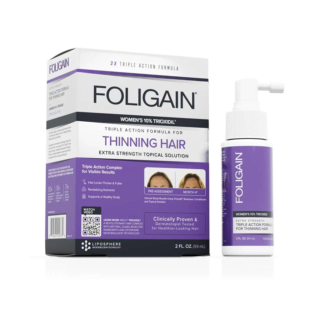 FOLIGAIN Triple Action Complete Formula For Thinning Hair For Women with 10% Trioxidil