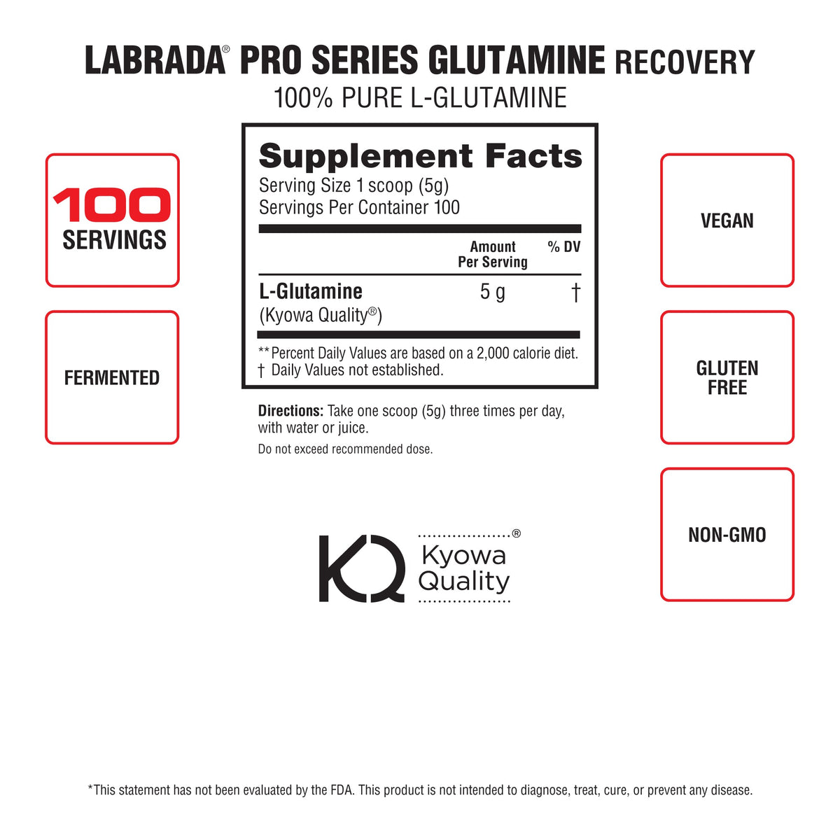 Labrada Pro Series L-Glutamine Powder Pharmaceutical Grade