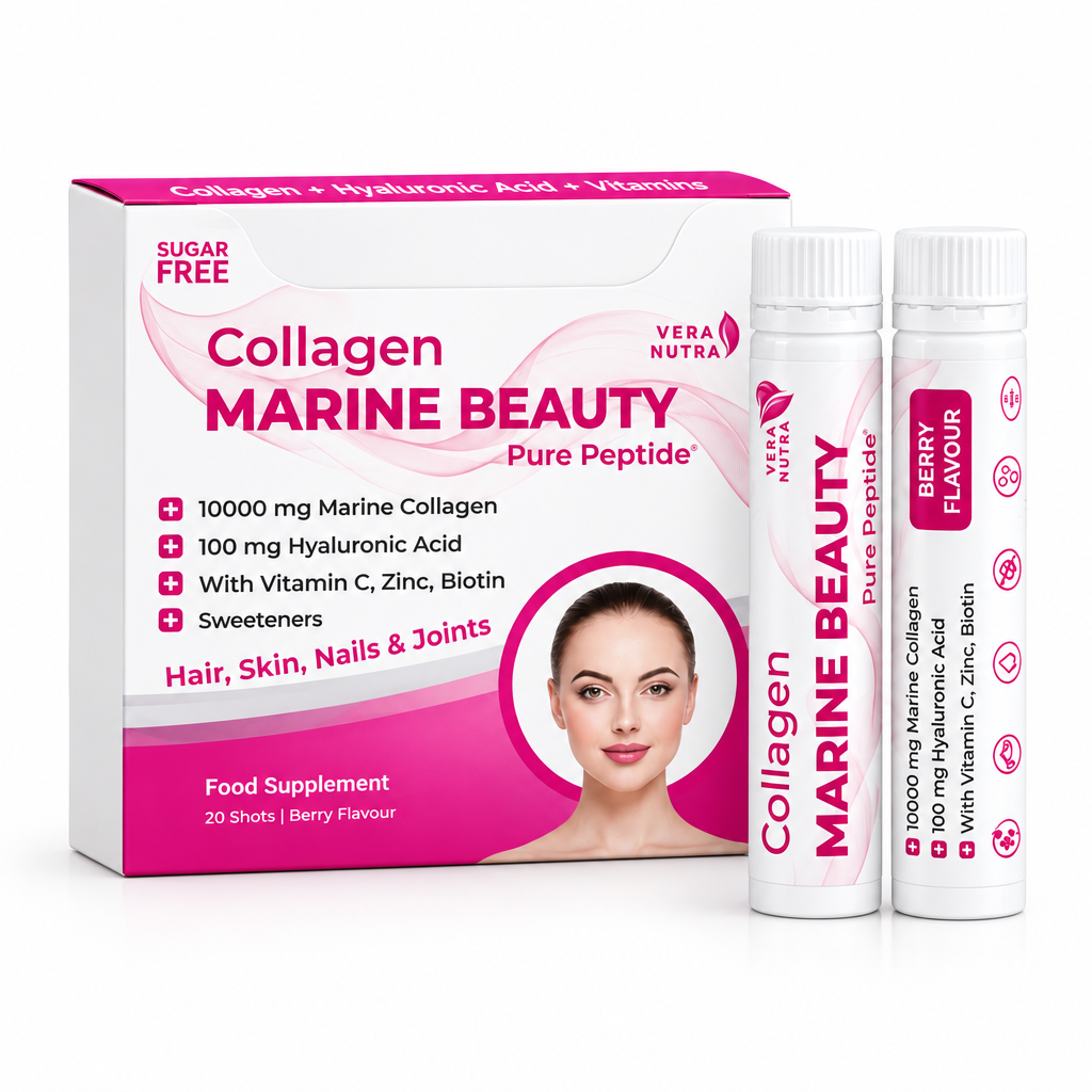 Vera Nutra Collagen Marine Beauty – Pure Peptide (20 Shots | 500ml) – Berry Flavour