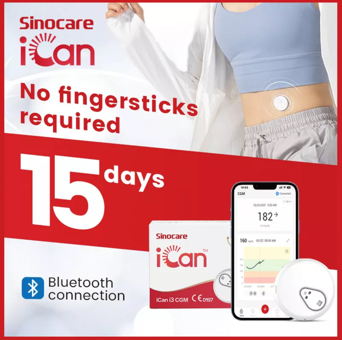 Sinocare iCan i3 CGM continuous glucose monitoring sensor