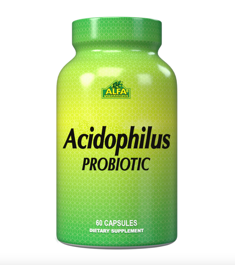 Alfa Vitamins Acidophilus Probiotics 300 mg, 60 Capsules | Lactobacillus Acidophilus Probiotic Capsules