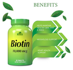Alfa Vitamins Biotin 10,000 mcg, 60 Tablets | High-Strength Biotin for Hair and Skin – product photo
