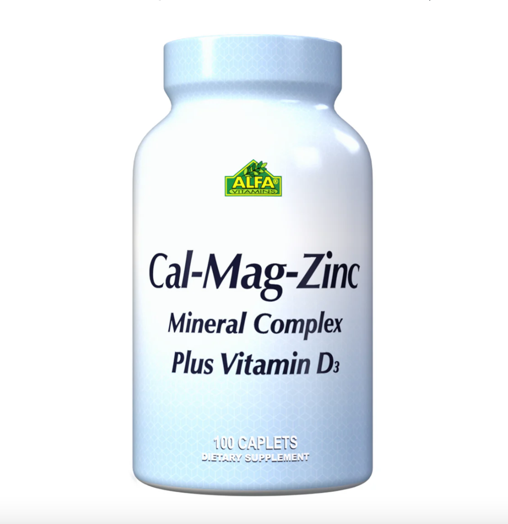 Alfa Vitamins Calcium Magnesium Zinc with Vitamin D, 100 Tablets | Calcium, Magnesium, Zinc and Vitamin D Caplets