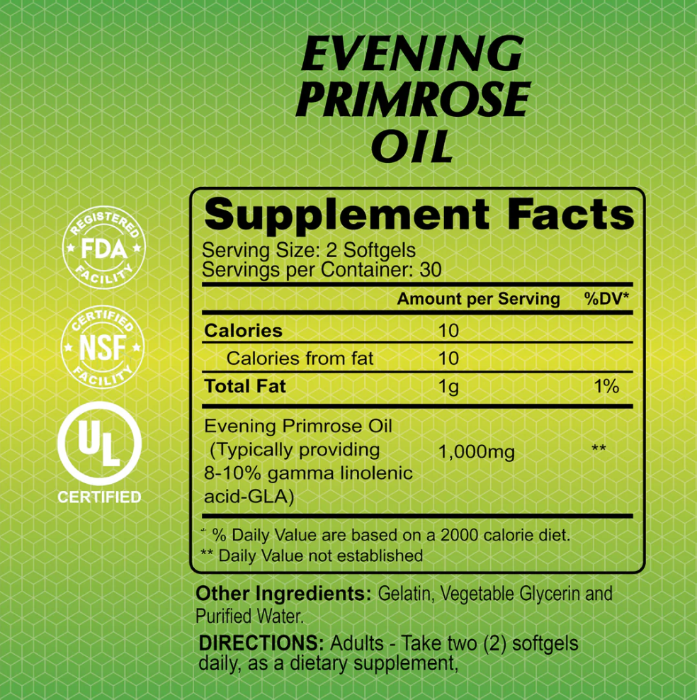 Alfa Vitamins Evening Primrose Oil, 60 Softgels | Cold-Pressed Evening Primrose Seed Oil – product photo