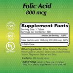 Alfa Vitamins Folic Acid 800 mcg, 100 Tablets | Folic Acid 800 mcg Daily Tablets – product photo