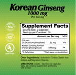 Alfa Vitamins Korean Ginseng 1000 mg, 60 Capsules | Pure Korean Ginseng Root Powder Capsules – product photo