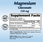 Alfa Vitamins Magnesium Gluconate 550 mg, 100 Capsules | Magnesium Gluconate 550 mg Capsules – product photo
