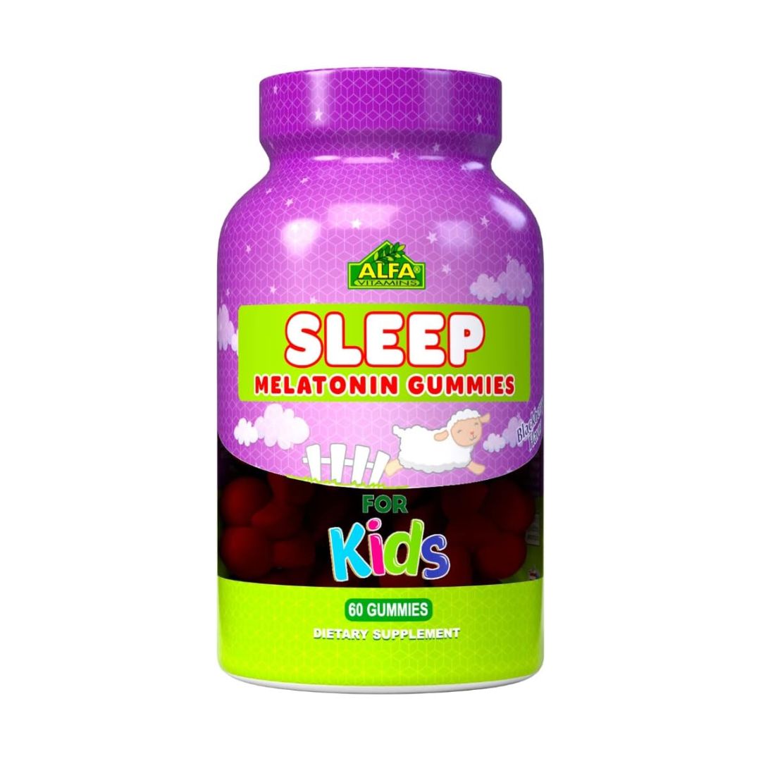 Alfa Vitamins Melatonin Kids Gummies 2.5 mg, 60 Gummies | Blackberry-Flavoured Melatonin Gummies for Kids