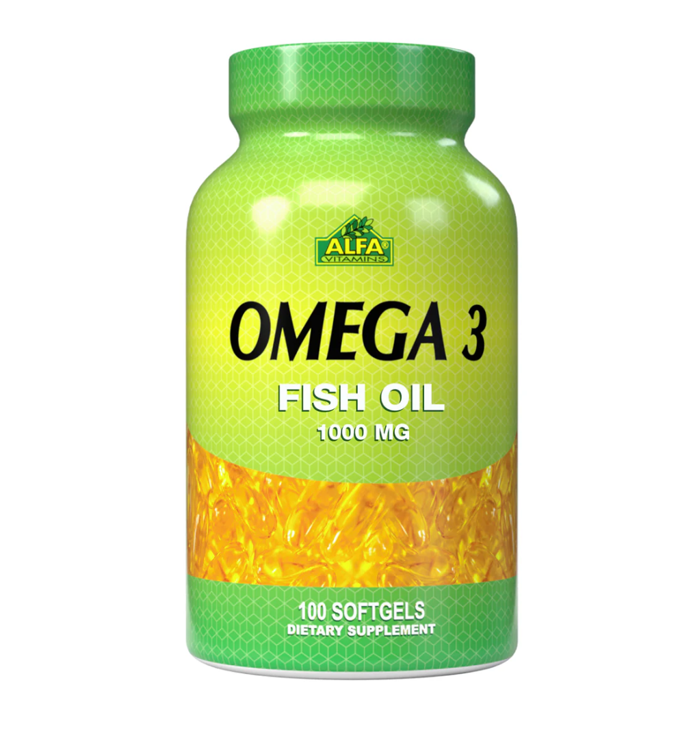 Alfa Vitamins Omega 3 Fish Oil 1000 mg, 100 Softgels | Omega 3 Fish Oil with EPA and DHA