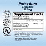 Alfa Vitamins Potassium Gluconate 595 mg, 100 Tablets | Potassium Gluconate 595 mg Tablets – product photo