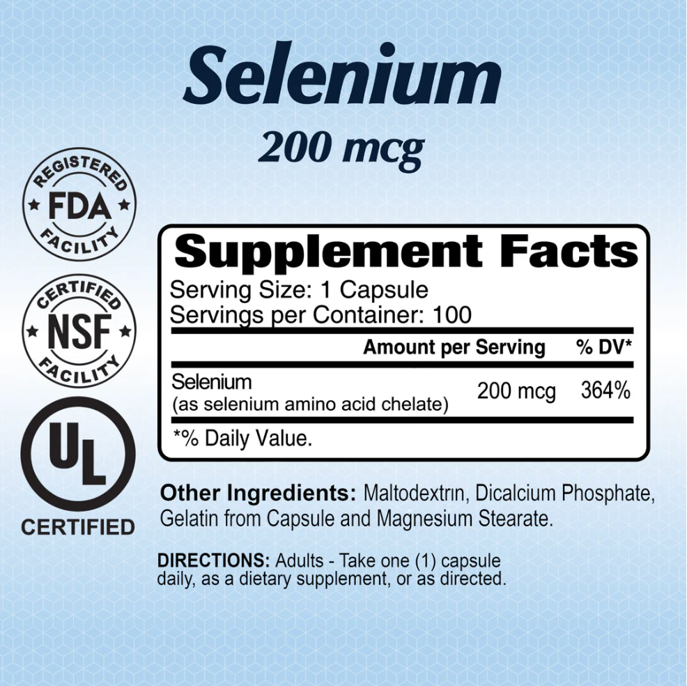 Alfa Vitamins Selenium 200 mcg, 100 Capsules | Selenium 200 mcg Capsules – product photo