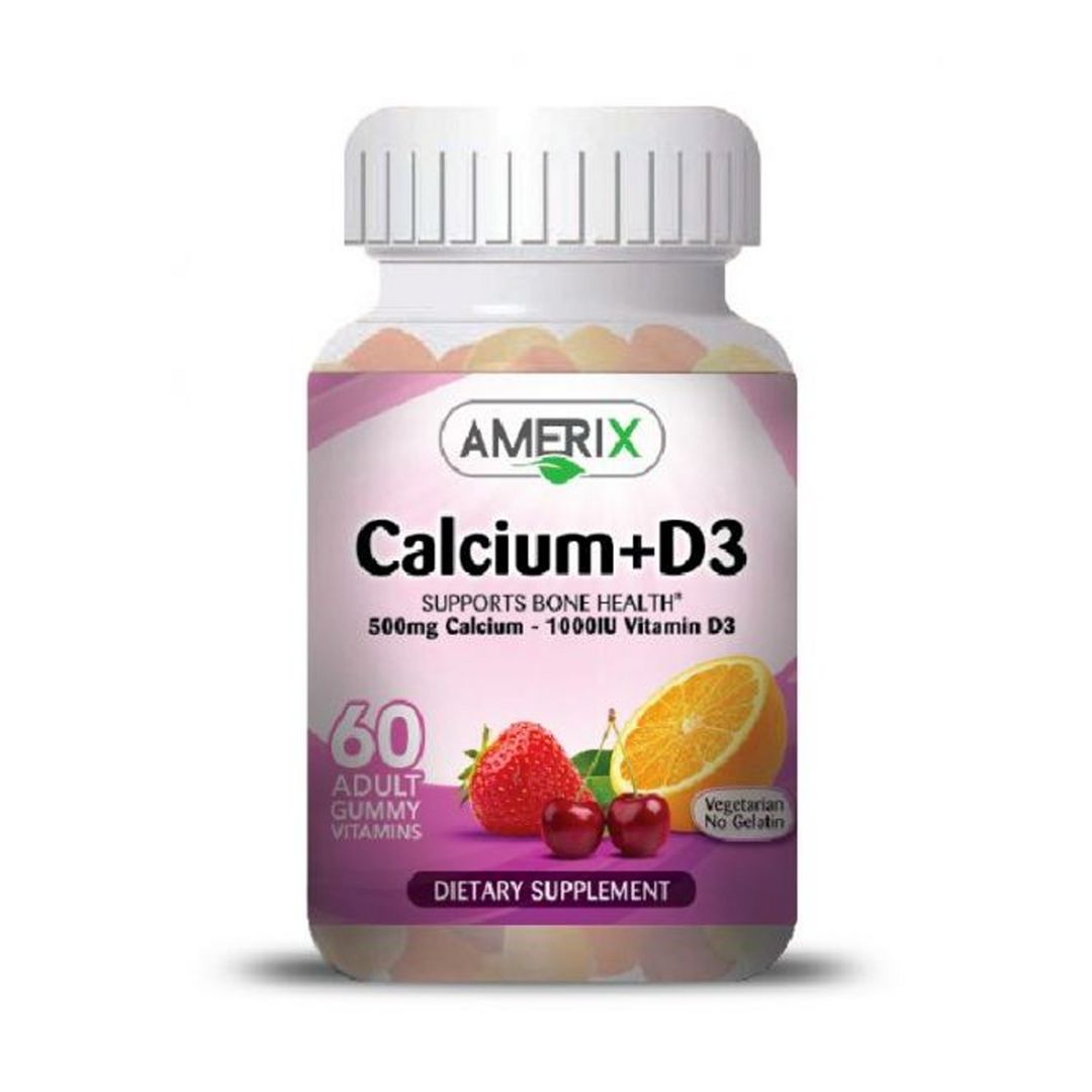 AMERIX Calcium + Vitamin D3 500 mg / 1000 IU, 60 Gummies