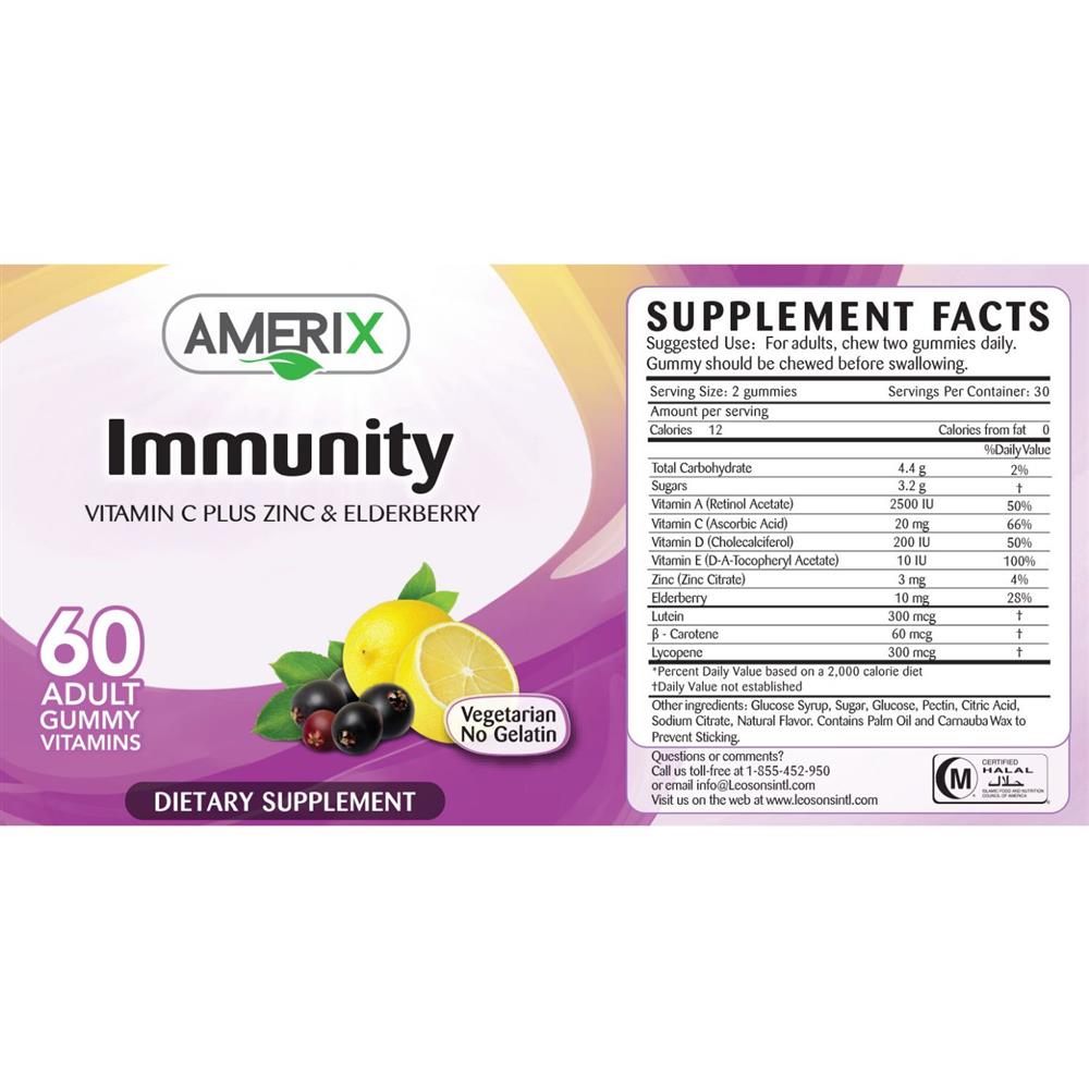 AMERIX Immunity Vitamins Lemon, 60 Gummies – product photo