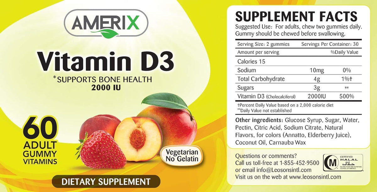AMERIX Vitamin D3 1000 IU, 60 Gummies – product photo