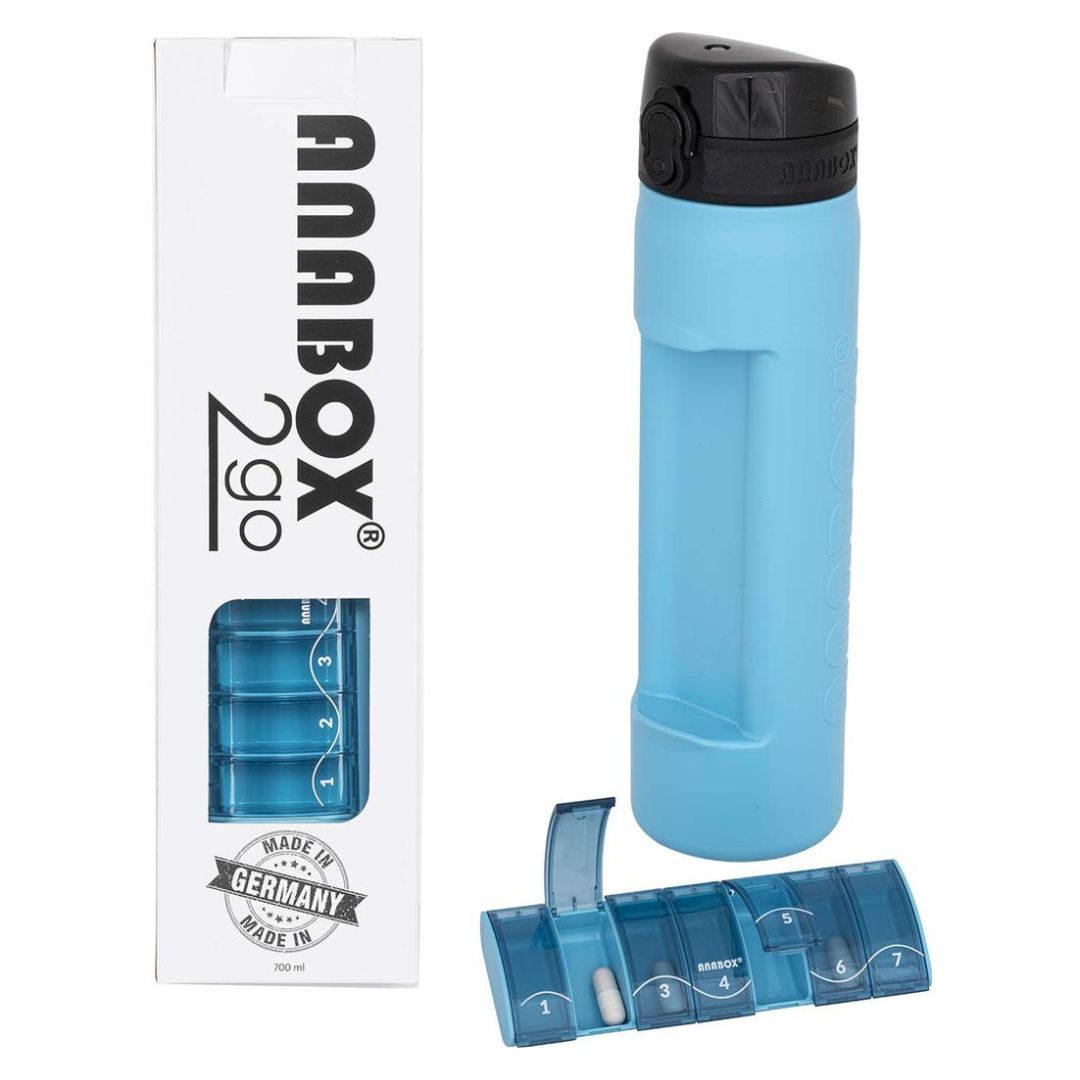 Anabox 2GO Drinking Bottle with 1 x 7 Pill Organiser, 700ml