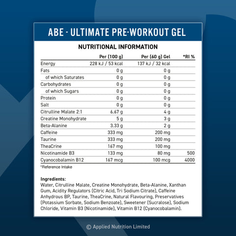 Applied Nutrition ABE Pre-Workout Performance Gel, 20 x 60g