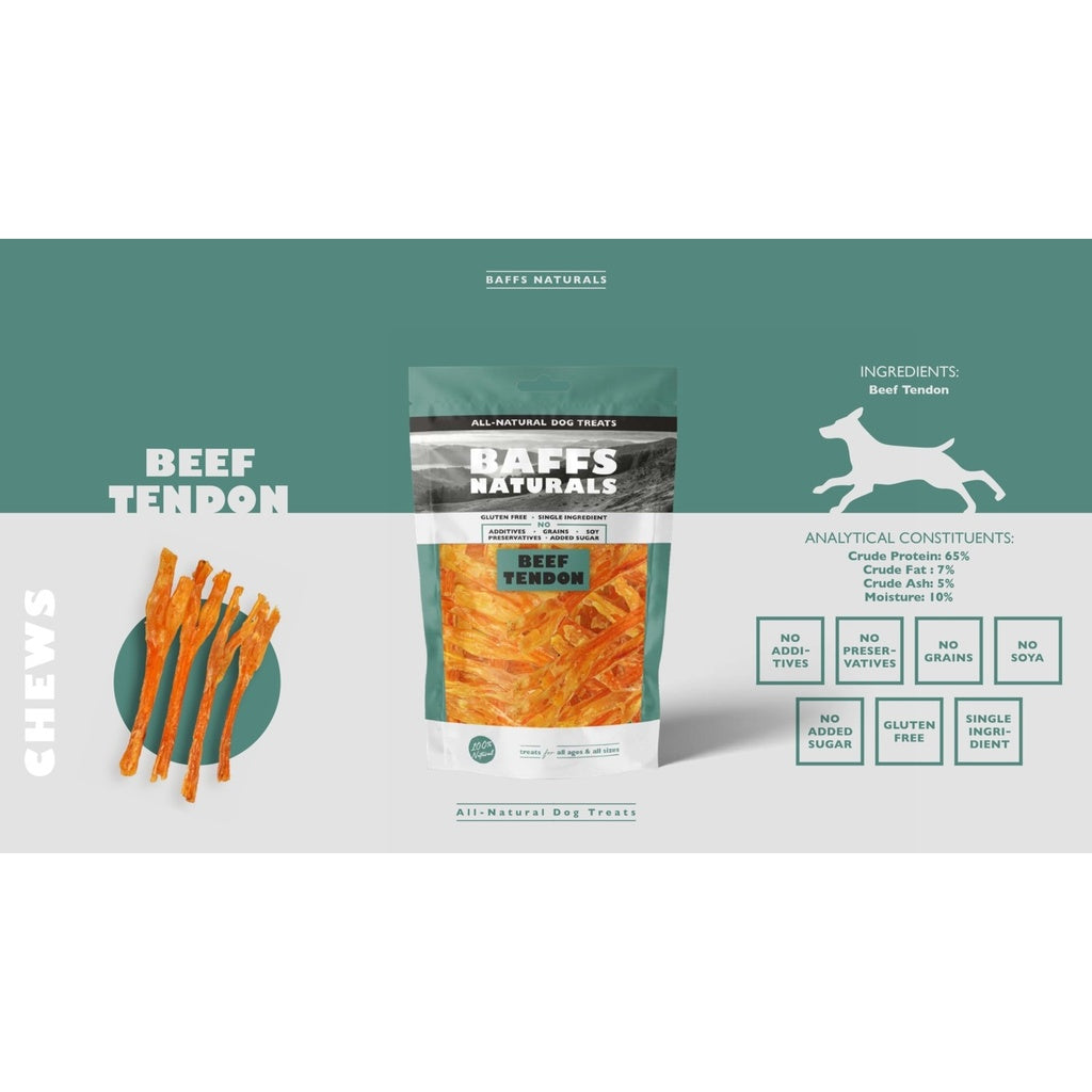 Baffs Naturals Beef Tendon Chew Dog Treats 100g – product photo