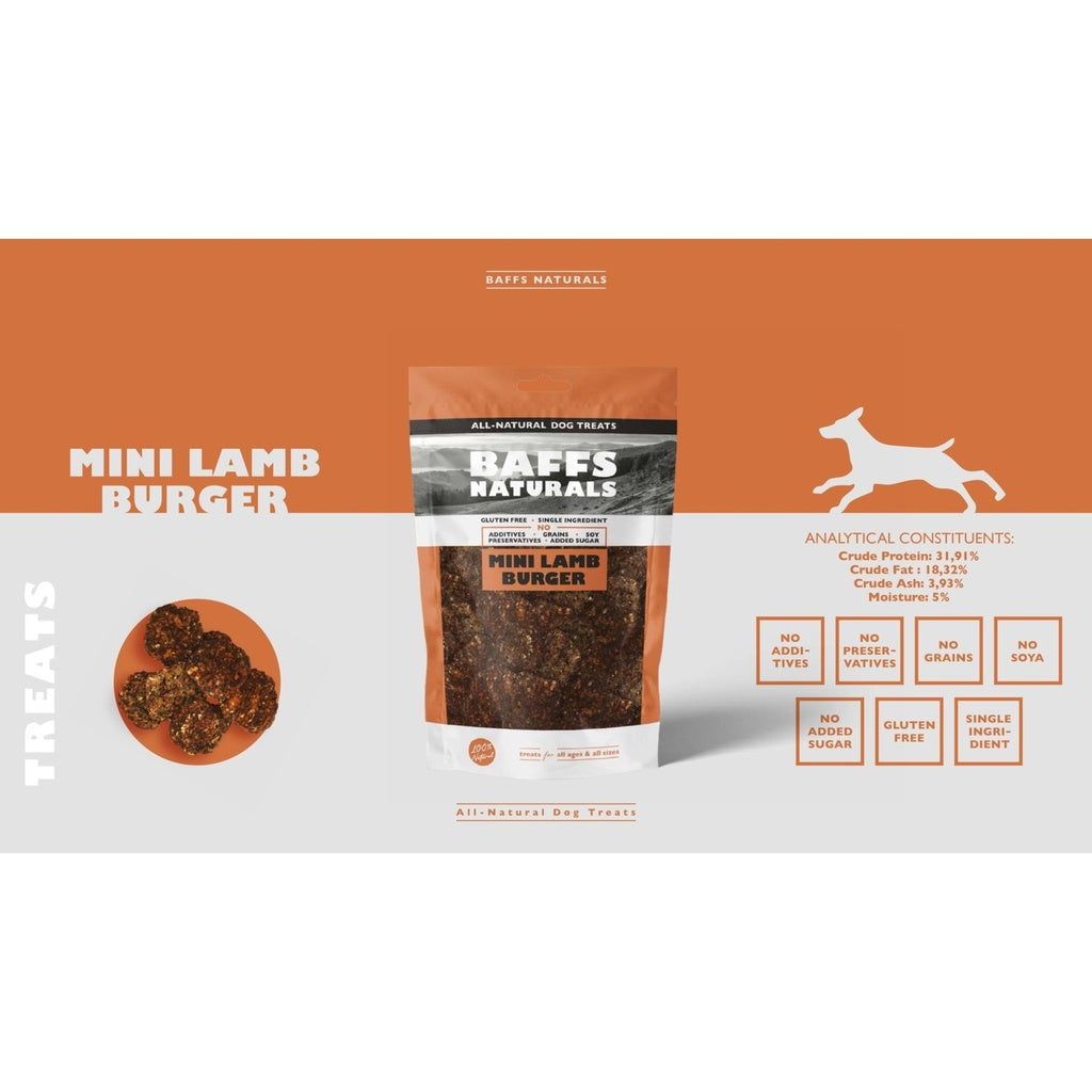 Baffs Naturals Lamb Mini Burger Dog Treats 100g – product photo