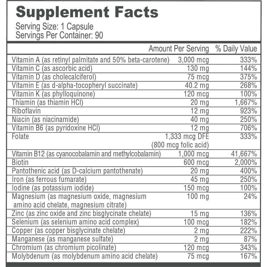 BariatricPal Multivitamin ONE with 45 mg Iron, 30 Vegetable Capsules | Once-Daily Multivitamin with Iron – product photo