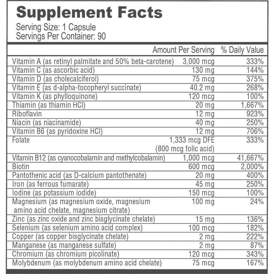 BariatricPal Multivitamin ONE with 45 mg Iron, 90 Vegetable Capsules | Once-Daily Multivitamin with Iron – product photo
