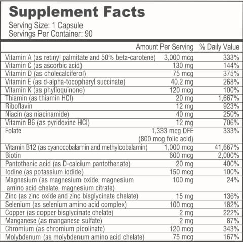 BariatricPal Multivitamin ONE Iron Free Iron-free, 30 Vegetable Capsules | Once-Daily Iron-Free Multivitamin – product photo
