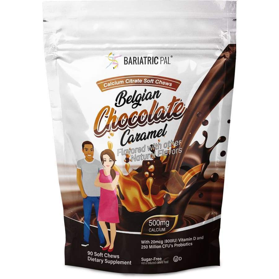 BariatricPal Calcium Citrate - Belgian Chocolate Caramel 500 mg, 90 Soft Chews | With Vitamin D3 & Probiotics