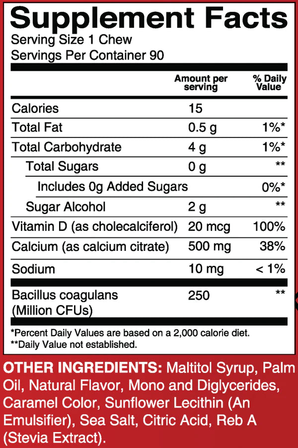 BariatricPal Calcium Citrate - Caramel Apple 500 mg, 90 Soft Chews | With Vitamin D3 & Probiotics – product photo